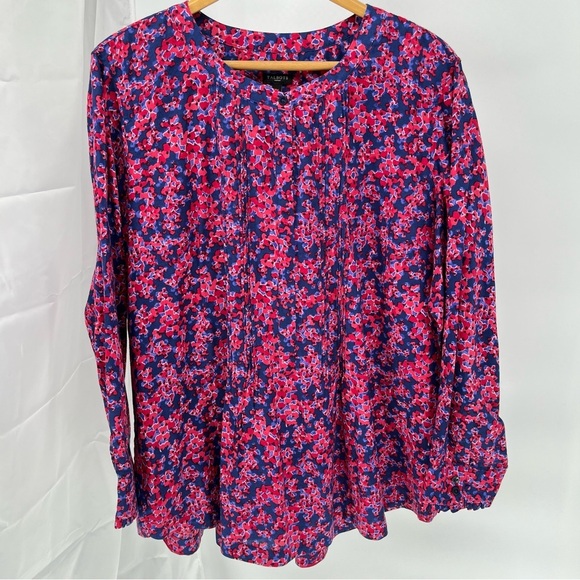 Talbots Womens Floral Cotton Pintuck Blouse Size 3X - Picture 2 of 11